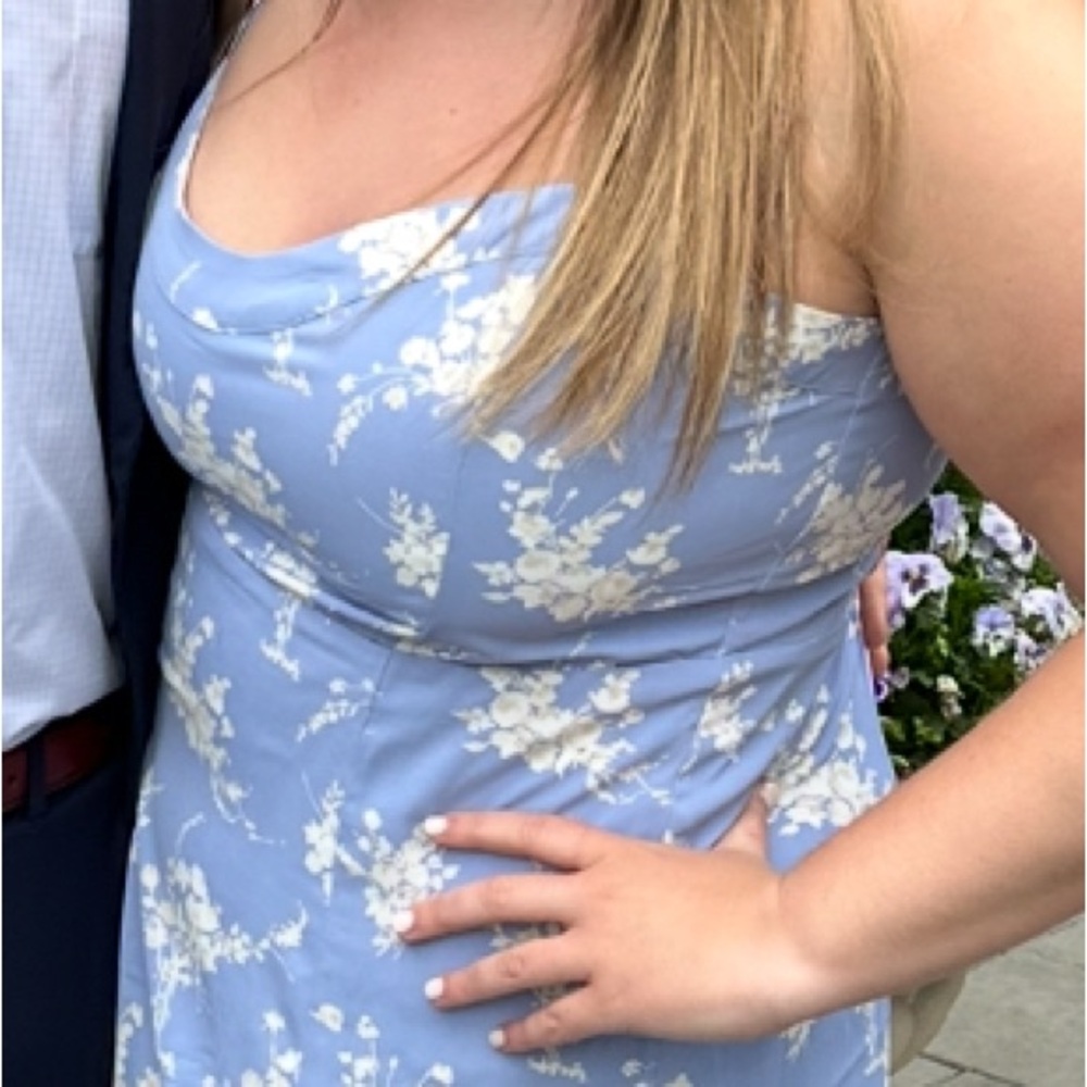 Floral Blue and White Dress